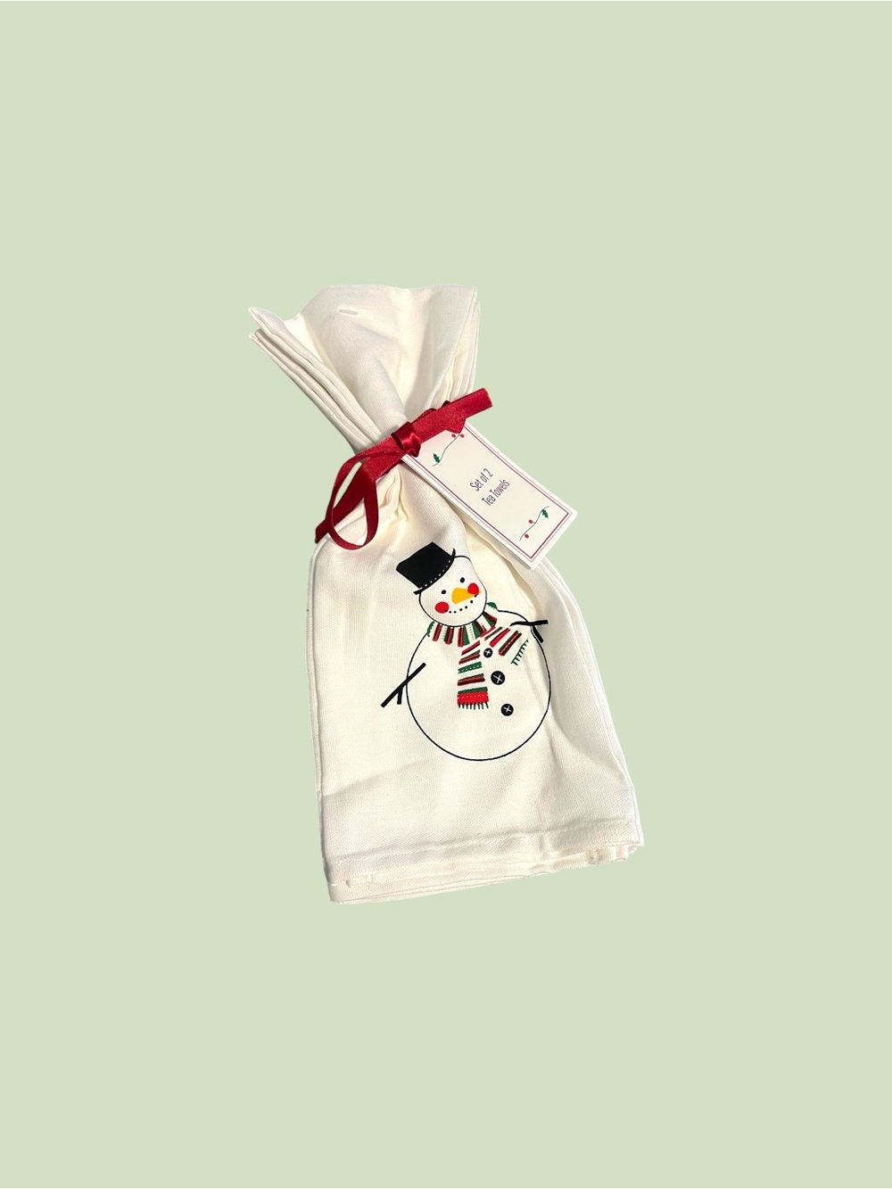 Happy Snowman Tea Towels – Set of 2, Gift Ready